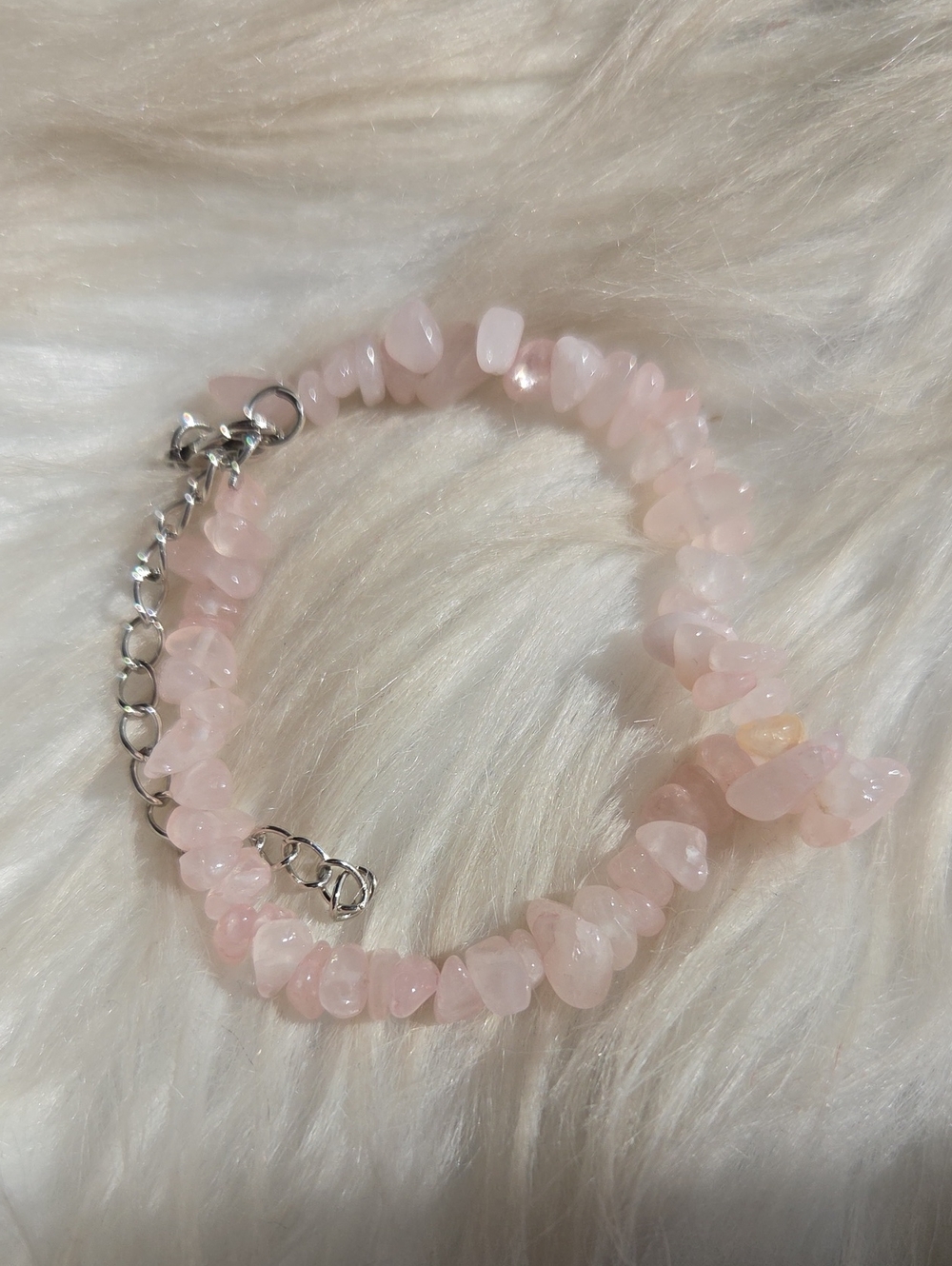 Plus Sizw Rose Quartz Chip Bracelet - Pink Beaded Women’s Jewelry